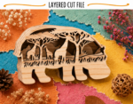 African Safari Animals SVG Bundle | 5 Layered Wooden Laser Cut Designs | Wildlife Decor Glowforge Download - Image 5