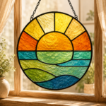 Stained Glass Sun Suncatcher – Handmade Colorful Window Panel, Coastal & Nautical Home Decor, Glass Wall Hanging, Sunlight Reflection Art - Image 2