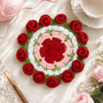 Crochet Flower Coaster Pattern PDF, Rose Mug Rug Digital Download, Floral Tea Cup Mat, Spring Home Decor - Image 3