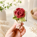 Crochet Flower Keychain Pattern PDF, Rose Bouquet Bag Charm Tutorial, Handmade Crochet Floral Gift - Image 3