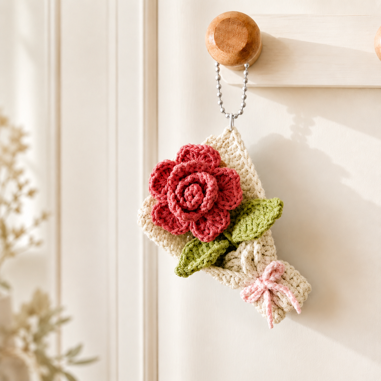 ChatGPT Image 20_17_28 13 thg 6, 2026 Crochet Flower Keychain Pattern PDF, Rose Bouquet Bag Charm Tutorial, Handmade Crochet Floral Gift - Image 1