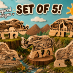 African Safari Animals SVG Bundle | 5 Layered Wooden Laser Cut Designs | Wildlife Decor Glowforge Download