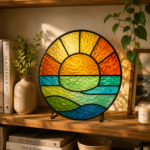 Stained Glass Sun Suncatcher – Handmade Colorful Window Panel, Coastal & Nautical Home Decor, Glass Wall Hanging, Sunlight Reflection Art - Image 4