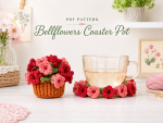 Red Bellflowers Coaster Pot Crochet PDF Pattern, Flower Pot and Cup Coaster Pattern, Floral Crochet Home Decor DIY