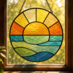 Stained Glass Sun Suncatcher – Handmade Colorful Window Panel, Coastal & Nautical Home Decor, Glass Wall Hanging, Sunlight Reflection Art - Image 6