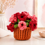 Red Bellflowers Coaster Pot Crochet PDF Pattern, Flower Pot and Cup Coaster Pattern, Floral Crochet Home Decor DIY - Image 5