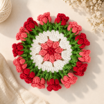 Red Bellflowers Coaster Pot Crochet PDF Pattern, Flower Pot and Cup Coaster Pattern, Floral Crochet Home Decor DIY - Image 4