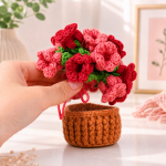 Red Bellflowers Coaster Pot Crochet PDF Pattern, Flower Pot and Cup Coaster Pattern, Floral Crochet Home Decor DIY - Image 3