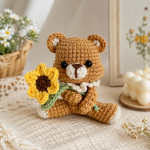 Crochet Animal Pattern PDF, Amigurumi Bunny Fox Bear, Cute Flower Plush Toy Patterns, Woodland Animals Crochet, Instant Download - Image 4