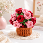Red Bellflowers Coaster Pot Crochet PDF Pattern, Flower Pot and Cup Coaster Pattern, Floral Crochet Home Decor DIY - Image 2