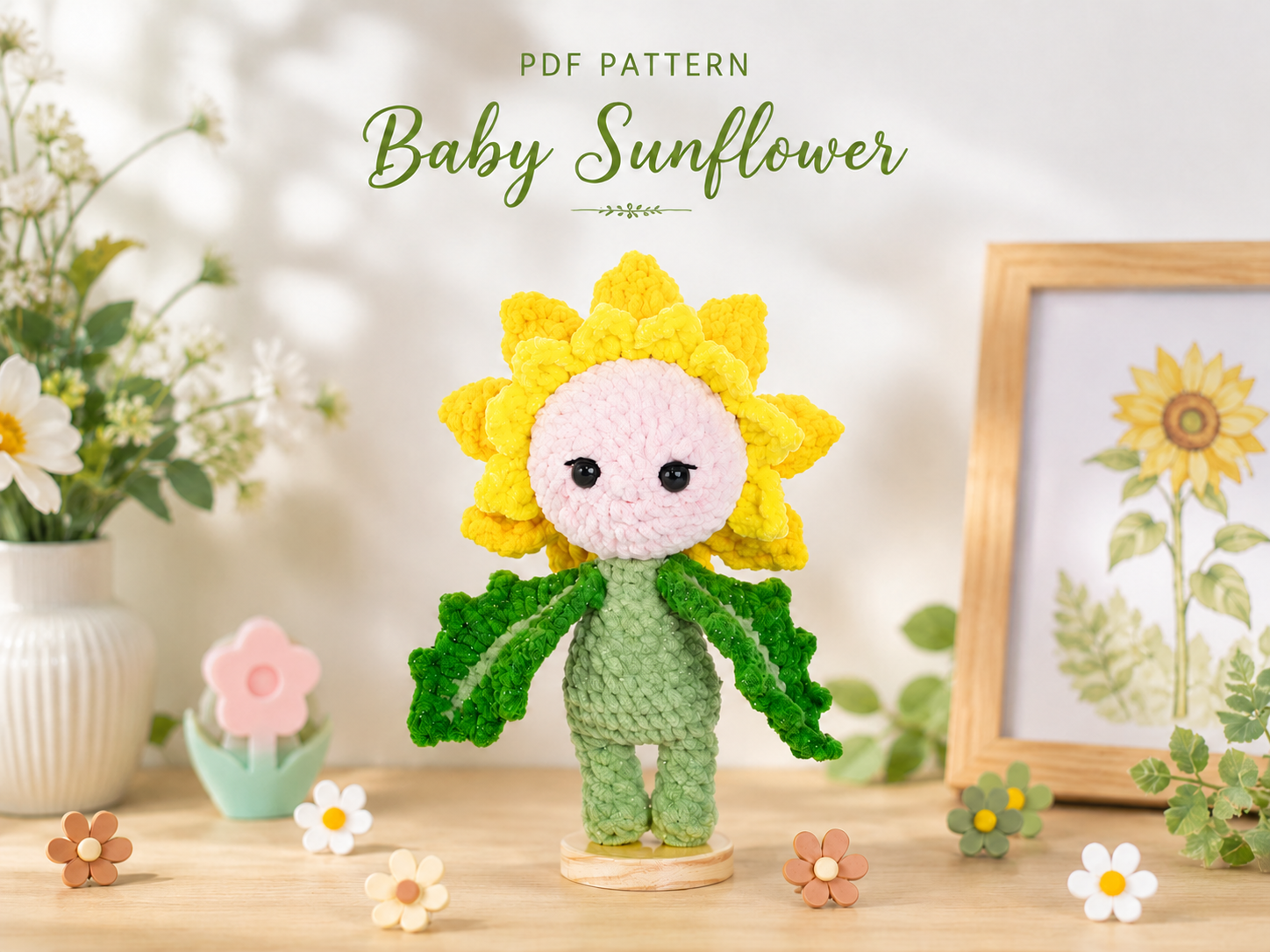 ChatGPT Image 20_35_19 9 thg 6, 2026 Baby Sunflower Crochet Pattern PDF, Amigurumi Flower Doll Pattern, Cute Sunflower Plushie Crochet, Digital Download - Image 1