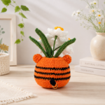 Tiger Flower Pot Crochet Pattern PDF, Amigurumi Tiger Planter with Daffodil Flowers, Cute Animal Crochet Decor - Image 3