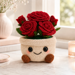 Crochet Rose Flower Pot Pattern PDF, Amigurumi Flower Pot Pattern, Crochet Roses Pattern, Cute Plant Pot Crochet Tutorial