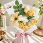Crochet Flower Bouquet Pattern PDF, Yellow Lily Tulip Crochet Flowers, Handmade Floral Arrangement, Amigurumi Flower Gift