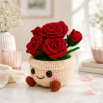 Crochet Rose Flower Pot Pattern PDF, Amigurumi Flower Pot Pattern, Crochet Roses Pattern, Cute Plant Pot Crochet Tutorial - Image 4