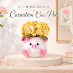 Crochet Pig Flower Pot Pattern PDF, Amigurumi Pig Planter With Flowers, Cute Crochet Animal Plant Pot Digital Download