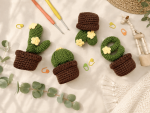 Crochet Cactus Pattern PDF, Amigurumi Succulent Plant, Crochet Flower Cactus in Pot, Cute Home Decor Crochet Pattern