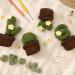 Crochet Cactus Pattern PDF, Amigurumi Succulent Plant, Crochet Flower Cactus in Pot, Cute Home Decor Crochet Pattern