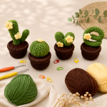 Crochet Cactus Pattern PDF, Amigurumi Succulent Plant, Crochet Flower Cactus in Pot, Cute Home Decor Crochet Pattern - Image 3