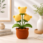Bear Flower Pot Crochet Pattern PDF, Cute Amigurumi Bear Plant, Yellow Bear Flower Pot Pattern, Handmade Gift Decor - Image 2
