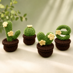 Crochet Cactus Pattern PDF, Amigurumi Succulent Plant, Crochet Flower Cactus in Pot, Cute Home Decor Crochet Pattern - Image 2