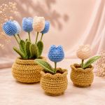 Crochet Tulip Flower Pot Pattern PDF, Amigurumi Crochet Flowers, Spring Home Decor, Handmade Plant Digital Download