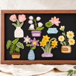 Crochet Flower Pattern PDF, Potted Plants Wall Decor, Floral Applique Crochet Pattern, DIY Handmade Home Decor