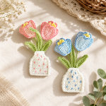 Crochet Flower Pattern PDF, Potted Plants Wall Decor, Floral Applique Crochet Pattern, DIY Handmade Home Decor - Image 4