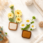 Crochet Flower Pattern PDF, Potted Plants Wall Decor, Floral Applique Crochet Pattern, DIY Handmade Home Decor - Image 3