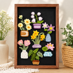 Crochet Flower Pattern PDF, Potted Plants Wall Decor, Floral Applique Crochet Pattern, DIY Handmade Home Decor - Image 2