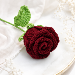 Dark Red Crochet Rose Pattern PDF, Crochet Flower Tutorial, Handmade Rose Bouquet, Amigurumi Floral Decor, Digital Download