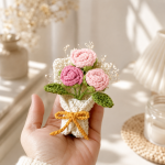 Crochet Rose Bouquet Pattern PDF, Crochet Flower Keychain, Amigurumi Rose Bag Charm, Instant Download - Image 4