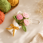 Crochet Rose Bouquet Pattern PDF, Crochet Flower Keychain, Amigurumi Rose Bag Charm, Instant Download - Image 3