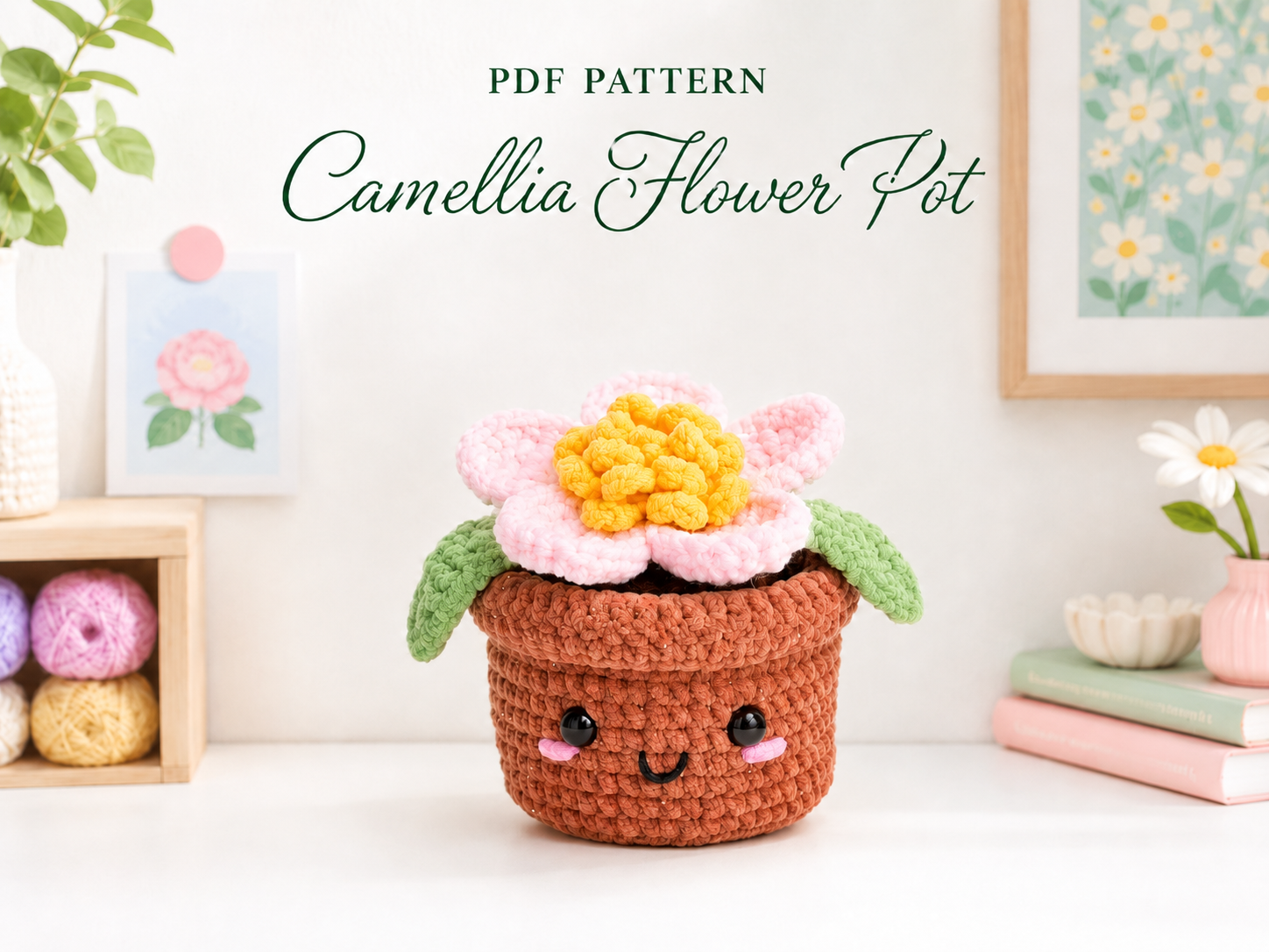 ChatGPT Image 21_30_08 9 thg 6, 2026 Camellia Flower Pot Crochet Pattern PDF, Amigurumi Flower Pot Pattern, Cute Crochet Plant Tutorial, Floral Home Decor - Image 1