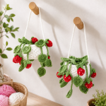 Crochet Hanging Strawberry Plant Pattern PDF | Cottagecore Hanging Planter Crochet Pattern | Vine Basket Home Decor DIY Digital Download