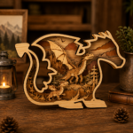 5x Dragon Bundle 3D Multilayer Laser Cut File | Fantasy Dragon Wooden Decor for Glowforge Xtool Cricut CNC | Svg Dxf Ai Pdf - Image 2