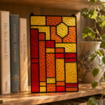 Wonder Book Stained Glass Pattern | Geometric Suncatcher Template | Modern Tiffany Glass Window Hanging | SVG PNG PDF JPG Digital Download - Image 4