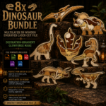 8x Dinosaur Bundle 3D Multilayer Laser Cut File | Wooden Dino Decor for Glowforge Xtool Cricut CNC | Svg Dxf Ai Pdf