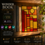 Wonder Book Stained Glass Pattern | Geometric Suncatcher Template | Modern Tiffany Glass Window Hanging | SVG PNG PDF JPG Digital Download