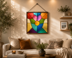 Colorful Floral Stained Glass Window Panel Pattern, Digital Download PNG JPG PDF SVG, Floral Suncatcher Template, Printable Glass Art Design, DIY Home Decor - Image 3