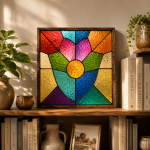 Colorful Floral Stained Glass Window Panel Pattern, Digital Download PNG JPG PDF SVG, Floral Suncatcher Template, Printable Glass Art Design, DIY Home Decor - Image 5