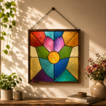 Colorful Floral Stained Glass Window Panel Pattern, Digital Download PNG JPG PDF SVG, Floral Suncatcher Template, Printable Glass Art Design, DIY Home Decor - Image 6