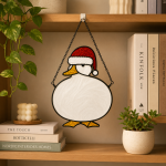 Cute Duck Stained Glass Suncatcher Pattern, Christmas Duck Window Hanging Design, Holiday Glass Art Template, Winter Decor, Digital Download - Image 3