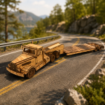 Semi Truck Flatbed Trailer 3D Wooden Puzzle Laser Cut File | Big Rig Model Kit for Glowforge Xtool CNC | Svg Dxf Pdf - Image 2
