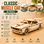 Classic Muscle Car 3D Puzzle Laser Cut File | Wooden Model Kit for Glowforge Xtool CNC | Svg Dxf Vintage Car Plan