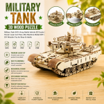 Military Tank 3D Puzzle Laser Cut File | Army Battle Vehicle Wooden Model Kit for Glowforge Xtool CNC | Svg Dxf Pdf - Image 3