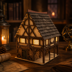 Medieval House 3D Puzzle Laser Cut File | Tudor Cottage RPG Terrain for DnD Tabletop Scenery | Svg Dxf Pdf - Image 3