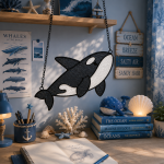 Ocean Breeze Orca Stained Glass Suncatcher Pattern, Coastal Whale Window Hanging, Ocean Lover Gift, DIY Glass Art - Image 3