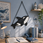 Ocean Breeze Orca Stained Glass Suncatcher Pattern, Coastal Whale Window Hanging, Ocean Lover Gift, DIY Glass Art - Image 4