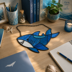 Deep Blue Shark Stained Glass Suncatcher Pattern, Ocean Shark Window Hanging, Coastal Beach Decor, Marine Life Gift - Image 4